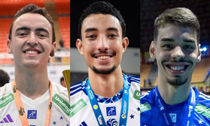 João Pedro Centola, Juan Velasco e Felipe Parra, do Sada Cruzeiro.