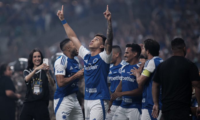Kaio Jorge comemora gol contra o Palmeiras