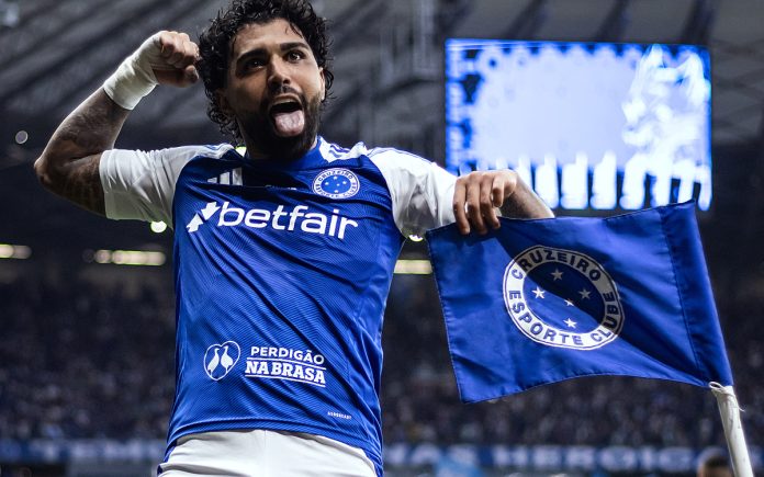 Gabigol, em comemoração de gol pelo Cruzeiro (Foto: Gustavo Martins/Cruzeiro) Gabigol, em comemoração de gol pelo Cruzeiro (Foto: Gustavo Martins/Cruzeiro)
