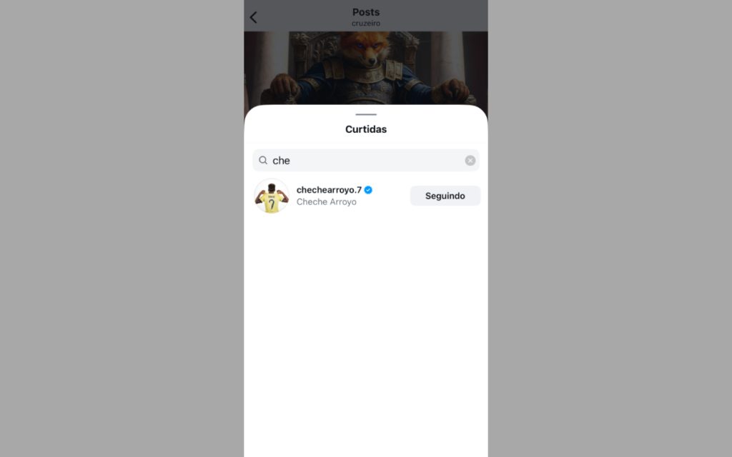 Keny 'Cheche' Arroyo curtiu publicação do Cruzeiro no Instagram