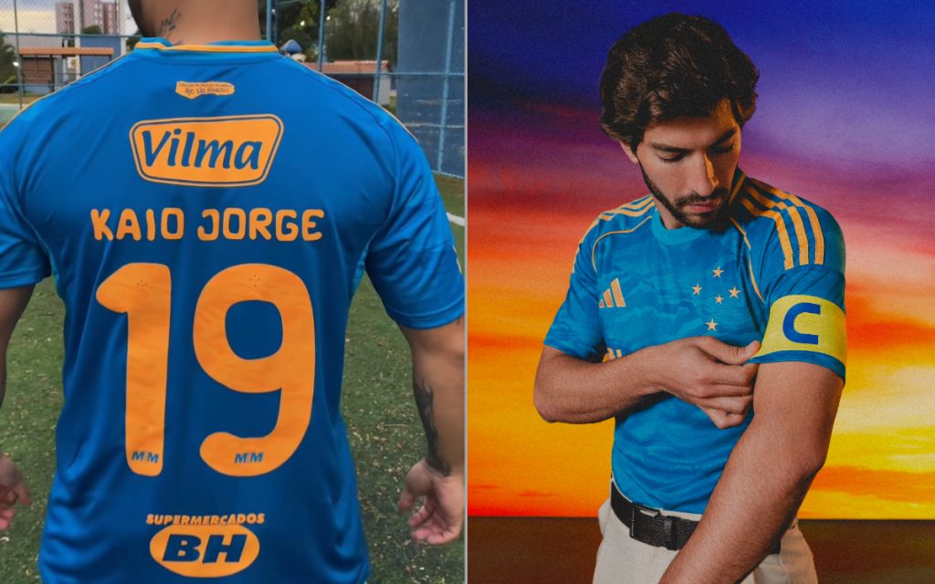 Detalhes da nova camisa (Foto: Divulgação Loja do Cruzeiro Campestre e Divulgação/Adidas)