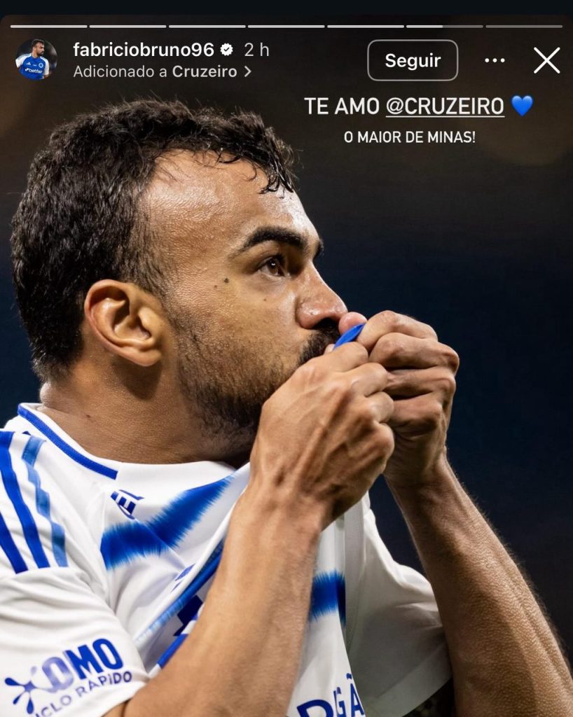Fabrício Bruno se declara ao Cruzeiro (Reprodução/Instagram)
