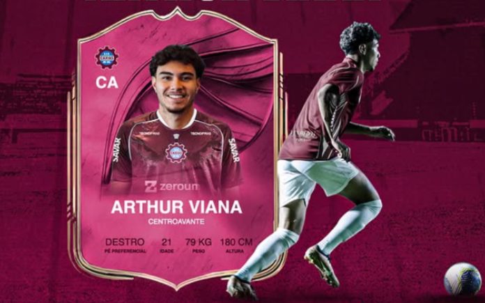 Anúncio da contratação de Arthur Viana pelo Caxias (Foto: Reprodução/Caxias)