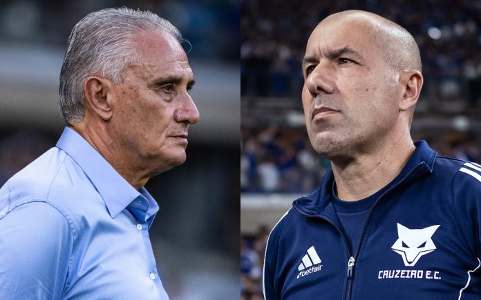 Tite e Leonardo Jardim, atual e ex-técnico do Cruzeiro