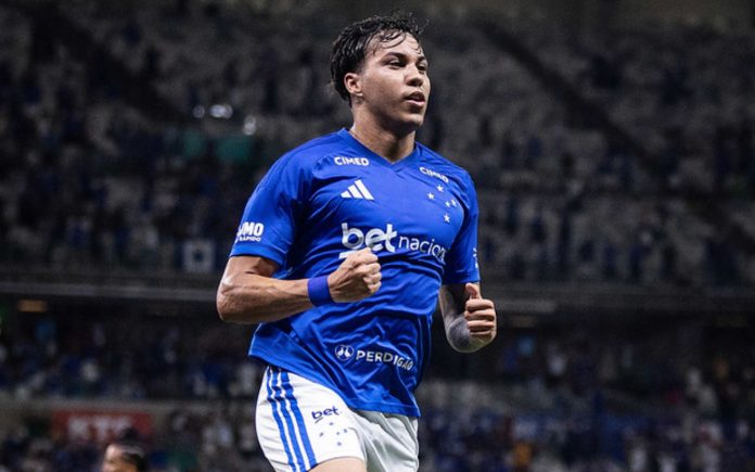 Kaio Jorge comemora gol pelo Cruzeiro no Mineirão, em BH