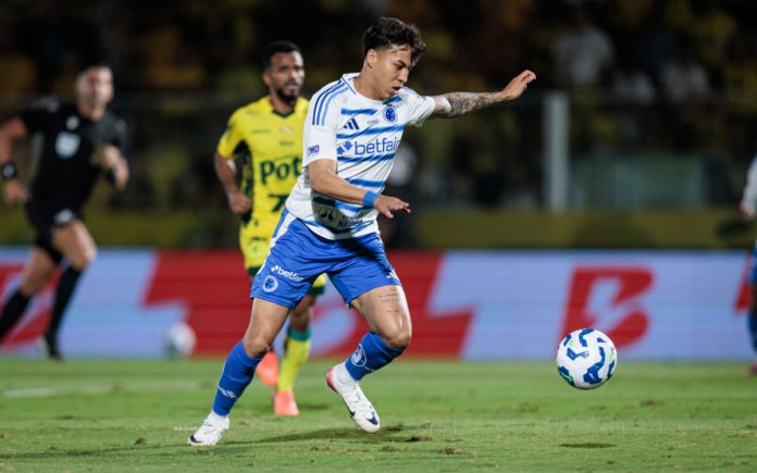 Kaio Jorge no duelo entre Mirassol e Cruzeiro, no Maião, em 2025 (Foto: Rapha Marques/Cruzeiro)