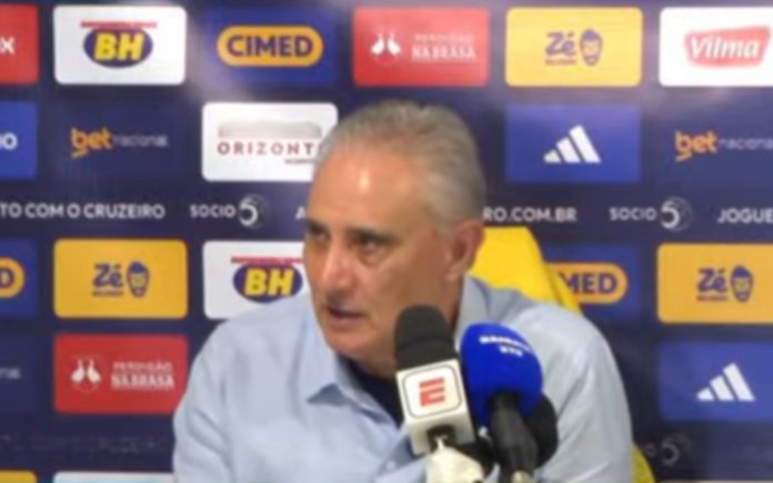 Tite em coletiva no Maião, em Mirassol