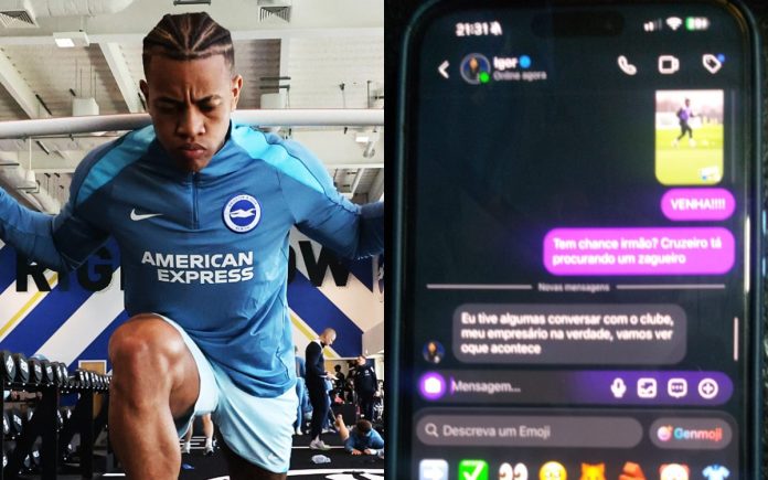 Igor Julio respondeu a um torcedor do Cruzeiro no Instagram