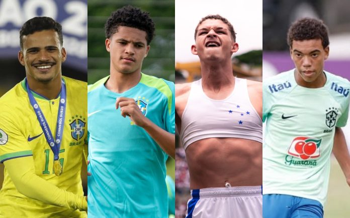 Kaiki, Kauã Prates, Gustavinho e Júlio Damique (Fotos: Rafael Ribeiro/CBF, Nelson Terme/CBF, Marco Galvão/Cruzeiro e Rafael Ribeiro/CBF)