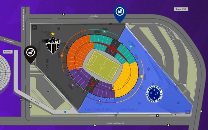 Mapa de acesso para a final do Mineiro (Foto: Divulgação/Mineirão)