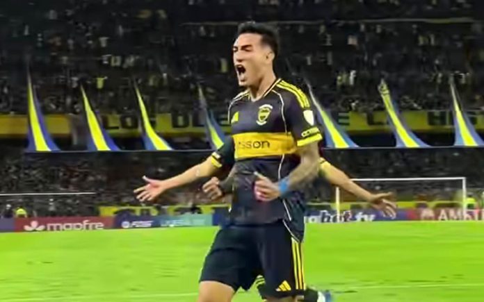 Di Lollo comemora gol pelo Boca Juniors (Foto: Reprodução/Conmebol)