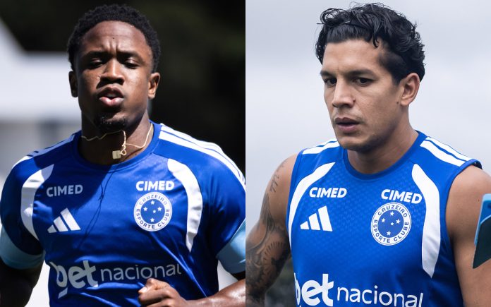 Sinisterra e Romero em treino do Cruzeiro na Toca II