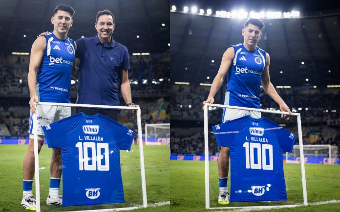 Lucas Villalba recebeu homenagem das mãos de Pedro Junio
