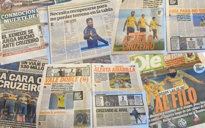Jornais da Argentina projetaram duelo entre Boca e Cruzeiro