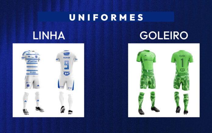 O conjunto de uniformes que o Cruzeiro utilizará na Bombonera, contra o Boca