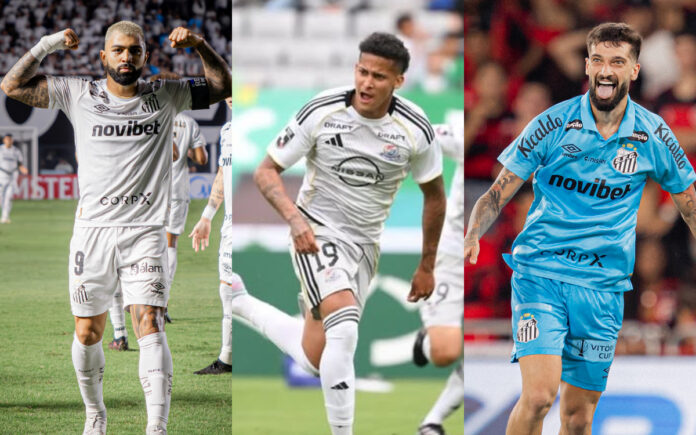 Gabigol, Tevis e Lautaro Dias estão emprestados pelo Cruzeiro (Foto: Divulgação/Santos e Divulgação Yokohama)