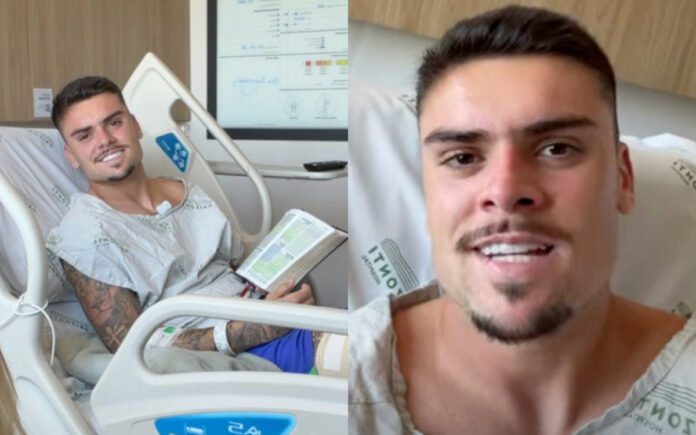 Gabriel Pec, do Cruzeiro, no Hospital Orizonti, em BH