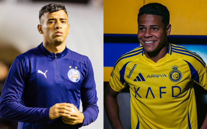 Lucho Rodríguez e Wesley estão próximos de serem anunciados como reforços do Cruzeiro (Fotos: Divulgação/Bahia e Divulgação Al-Nassr)