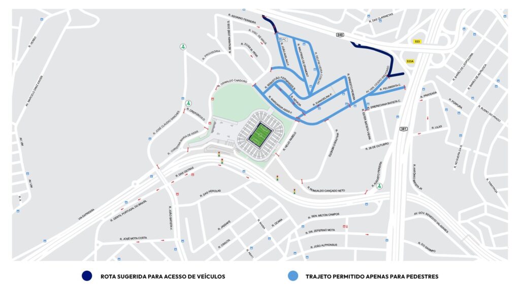 Mapa divulgado pelo Cruzeiro (Foto: Divulgação/Cruzeiro)