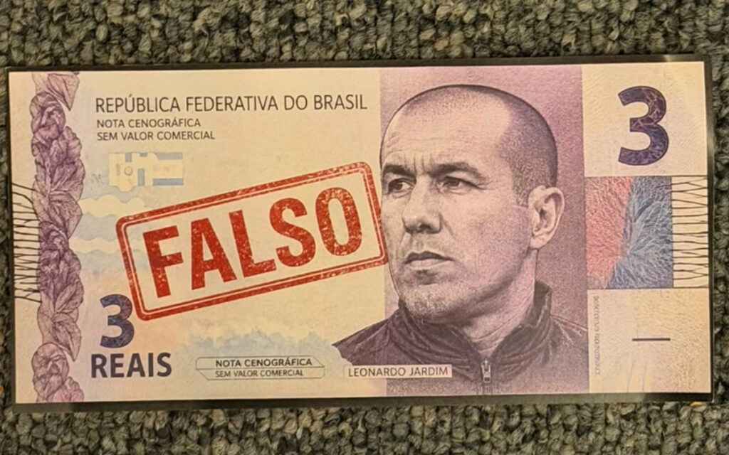 Modelo de cédula provocativa utilizada pela torcida do Cruzeiro