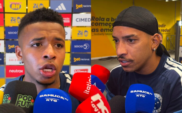 Arroyo e Matheus Pereira na zona mista do Mineirão