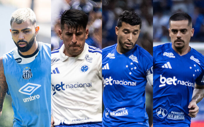 Gabigol, Villalba, William e Fagner (Fotos: Raul Baretta/Santos e Gustavo Aleixo/Cruzeiro)