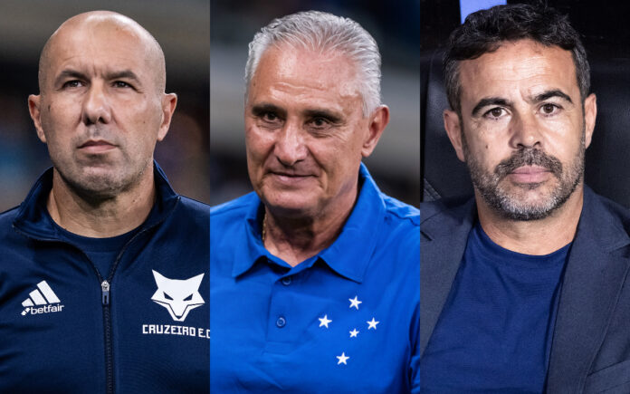 Jardim, Tite e Artur Jorge, últimos três técnicos do Cruzeiro (Fotos: Gustavo Aleixo/Cruzeiro)